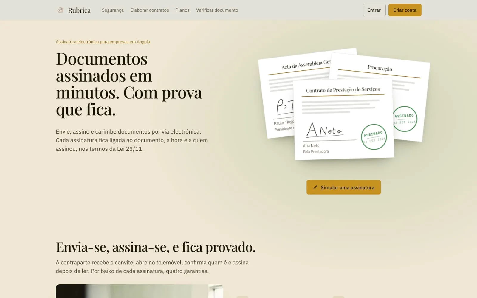 Interface de Rubrica